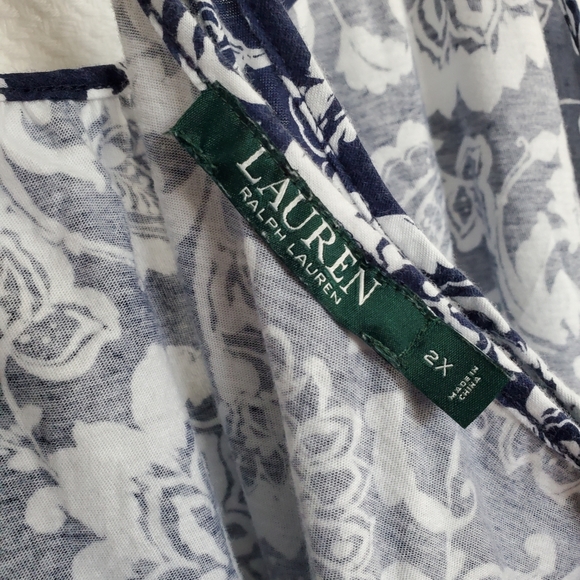 Lauren Ralph Lauren Beach Cover Up Cotton Size 2X Navy White - Picture 5 of 10